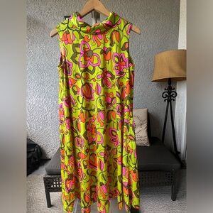Vintage 60s Carol Craig Psychedelic Floral  Dress | Sleeveless Festival Dress